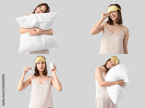 Collage of young woman with...