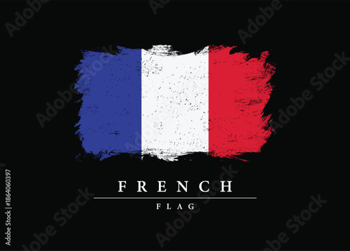 Grunge Style French Flag with Blue White Red Colors on Black Background for National Identity and Patriotic Design
