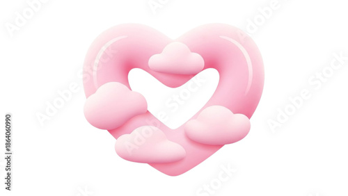 A pink heart-shaped cloud formation viewed from a clear environment