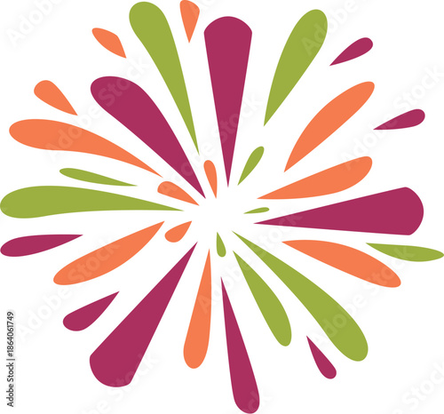 Stylized firework exploding with colorful sparks, celebrating a special occasion