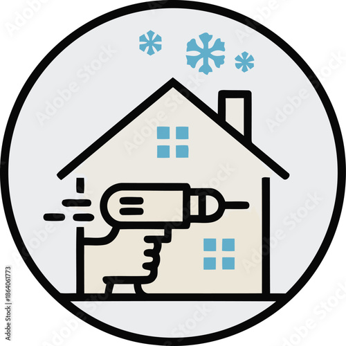 A house undergoing insulation and winterization work to prepare for cold weather and save energy