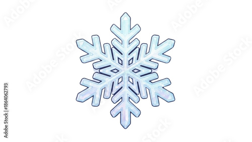 A detailed snowflake illustration with intricate patterns on a white background