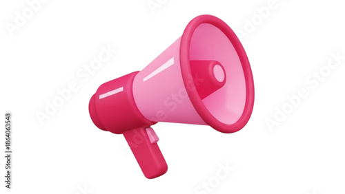 A vibrant pink megaphone illustration on a clean white background