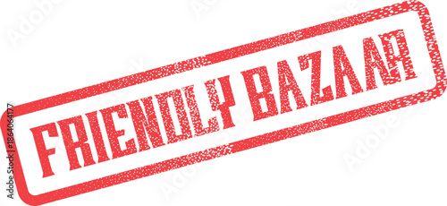 Red Friendly Bazaar Stamp Text for Community Markets and Retail Events