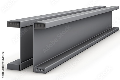 3d render of gray steel beam in side view against white background, showcasing structural strength and industrial design
