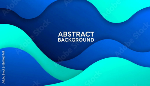 Abstract blue background with wavy layers and vibrant teal accents in a digital illustration