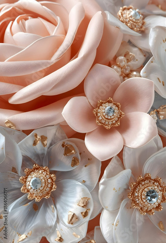 Flower with Jewels Background