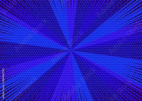 派手なアメコミ風の集中線サンバースト背景素材 A3 A4 白銀比 ブルー