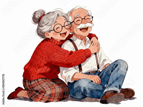 Still Love Side by Side : Growing Old Together isolated watercolor vector illustration svg
