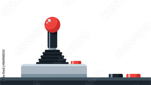 Vintage arcade joystick and buttons on console