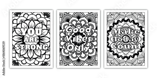 Inspiring Never Give Up Mandala Coloring Page for Adult Stress Relief