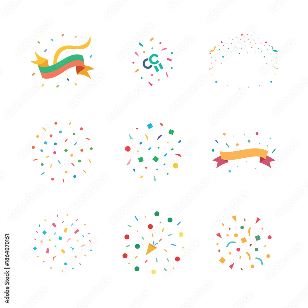 Fototapeta premium Minimalist Party Ribbon Vector Collection for Modern Design Projects.