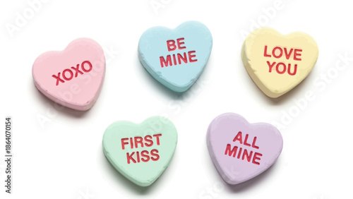  Pastel conversation hearts candy with love messages for Valentine's Day