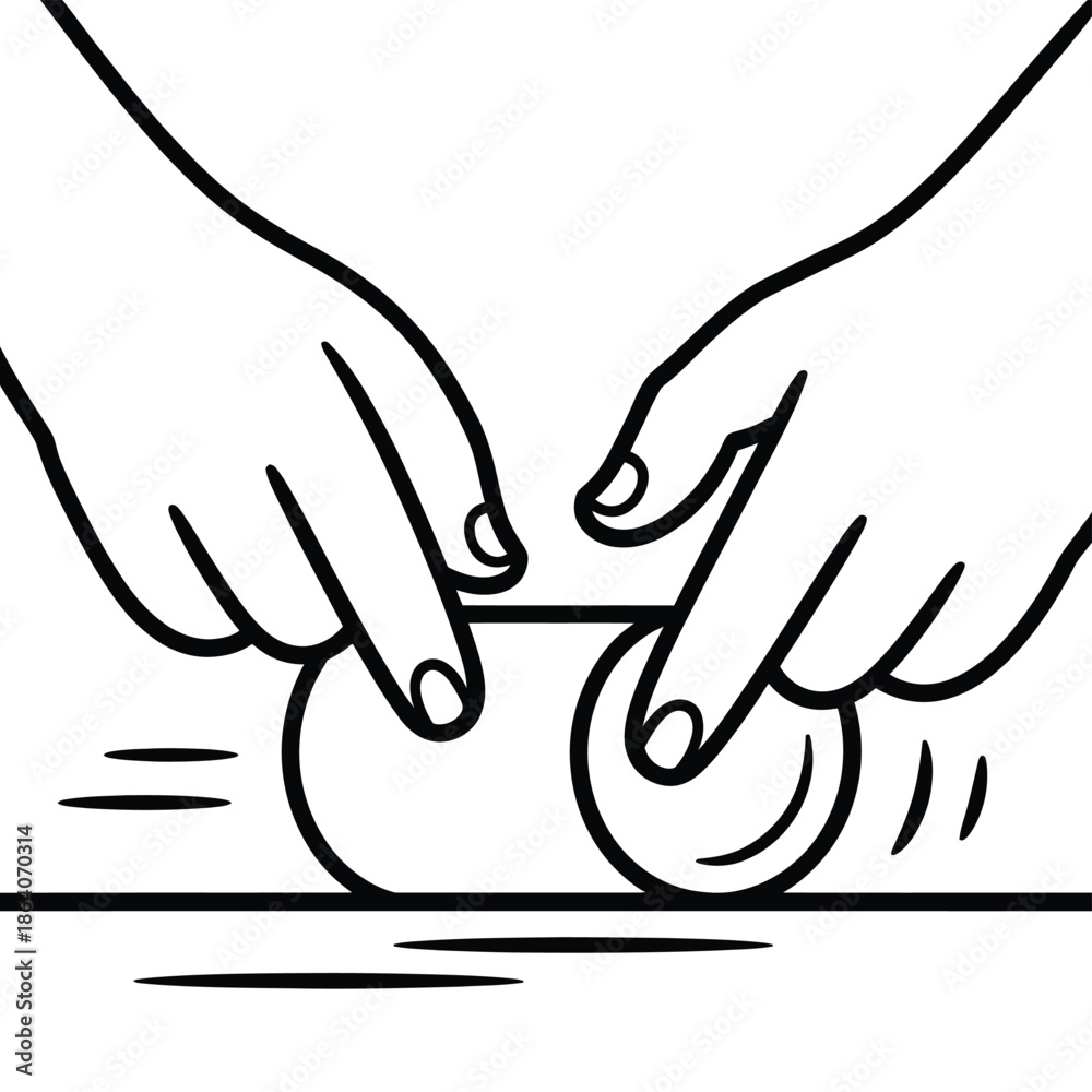 Fototapeta premium Hands shaping clay isolated on white background, Vector, illustration