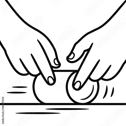 Hands shaping clay isolated on white background, Vector, illustration