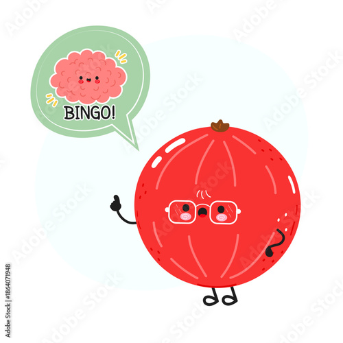 Red currant character having a smart idea moment