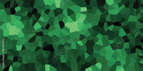 Vibrant abstract geometric mosaic pattern with diverse shades of green and black forming a textured, organic, and visually rich background for creative projects
