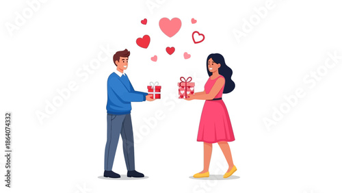 Chocolate bar with heart-patterned wrapper isolated on white background