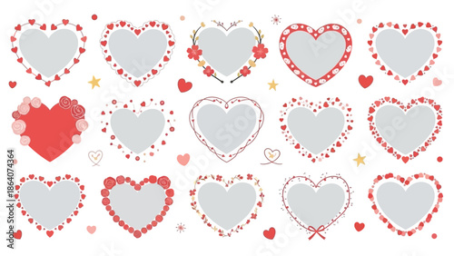 Valentine's Day themed icons with hearts, rings, and love symbols