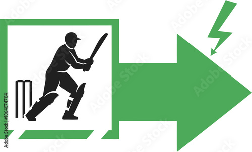 Cricket player swinging bat icon isolated on transparent background