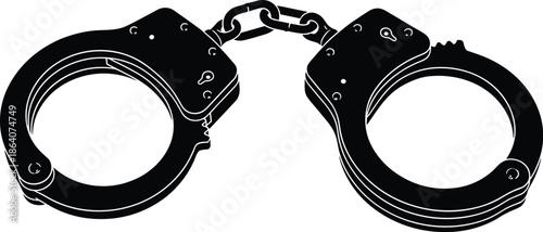 Black handcuffs silhouette illustration, minimalist law enforcement and justice symbol icon for crime, police, security, and legal system designWeb