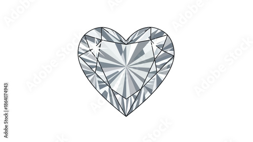 Heart-shaped diamond crystal on white background illustration