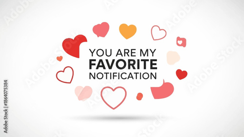 Romantic Love Message with Heart Icons on White Background