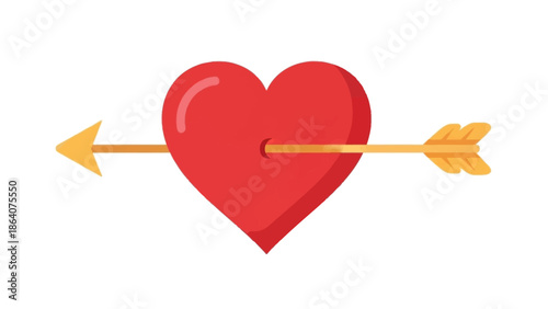 Red heart pierced by arrow symbolizing love and romance