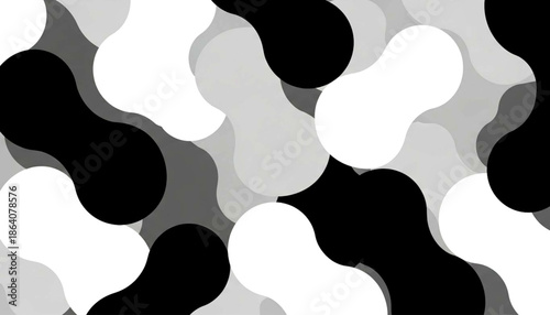 Abstract shapes in various shades of gray and white forming a wavy pattern