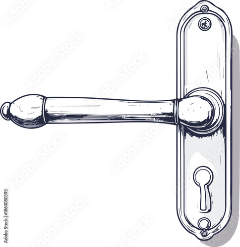 Door Handle Twisting Open Slightly, Modern Hardware Close-Up, Concept of Access, Entry, and Interaction with Interior Design Element