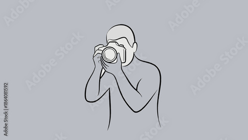 Man taking professional photo with camera equipment