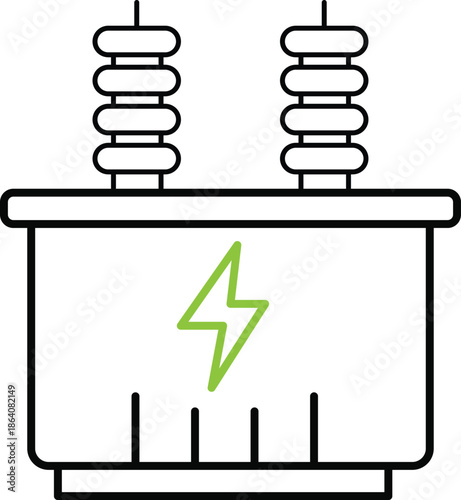Electric Transformer with Lightning Bolt Icon for Power and Energy