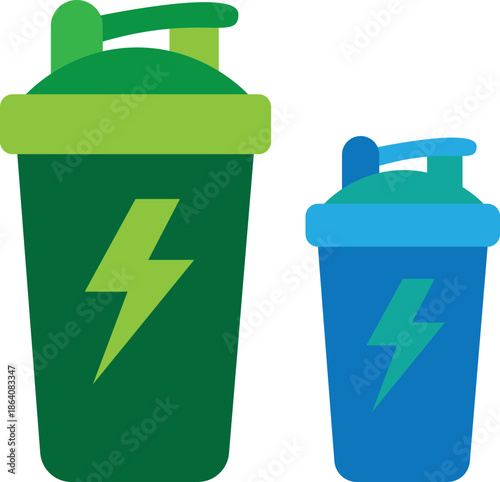 Energy Drink Shaker Bottles with Lightning Symbol for Fitness and Hydration