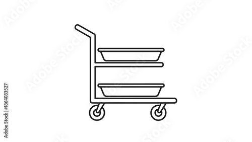 Kitchen trolley line icon, food service cart symbol