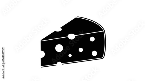 Cheese slice silhouette icon isolated on white background.