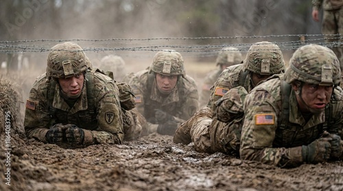 group of soldiers - platoon on battlefield