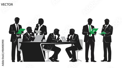 Business professionals discussing documents in meeting room