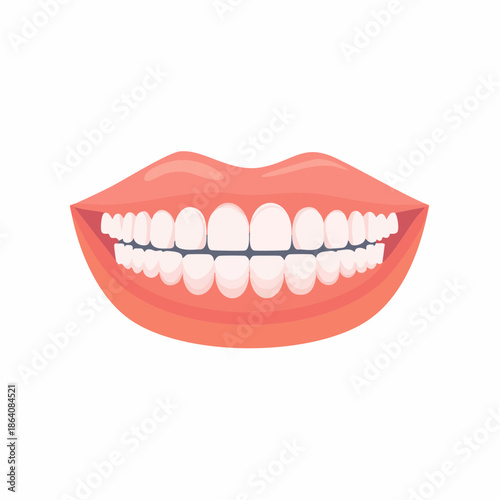 Smiling mouth with healthy white teeth, dental hygiene and oral care advertisement. Beautiful human smile with pearly teeth
