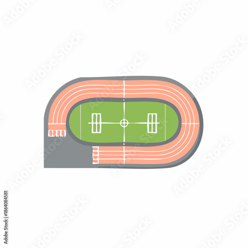 Aerial Illustration of Running Track and Field Sport Venue Facility for Exercise Training