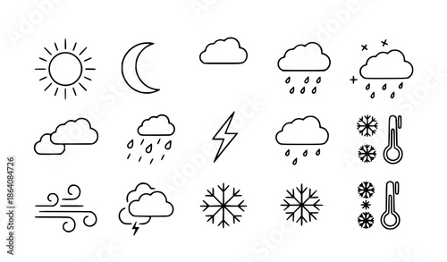 Modern weather forecast outline icons for web and mobile applications