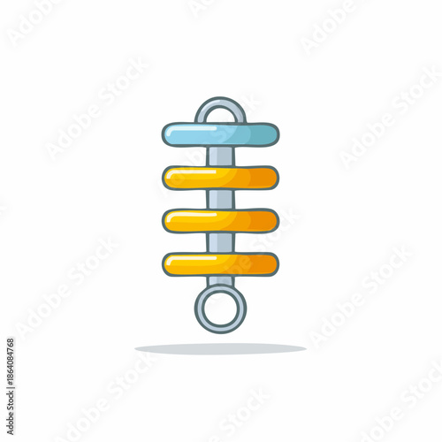 Cartoon Illustration of a Suspension Spring with Golden and Blue Details