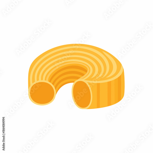 Macaroni Elbow Noodle Single Piece Isolated on White Backdrop