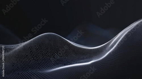 Futuristic abstract wave of light showing concepts of artificial intelligence and data processing with smooth gradients on a dark background