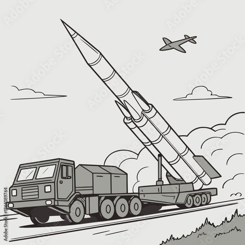 Tactical missile defense system firing upward from truck