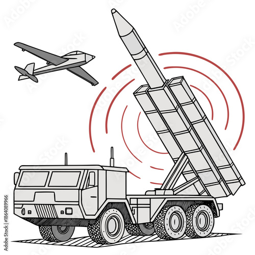 Mobile air defense system launching interceptor missile