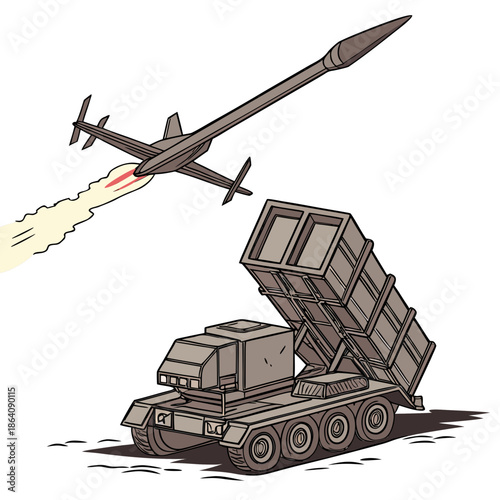 Advanced air defense turret launching a rocket at an airplane