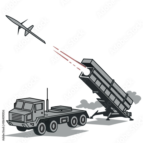 Truck launched missile launcher firing at airplane