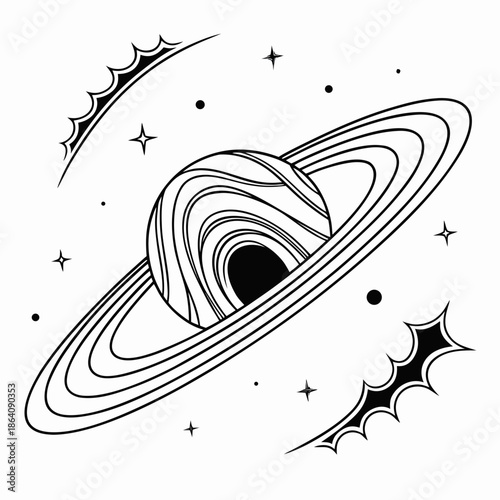 Black hole visual with gravitational swirl and light burst