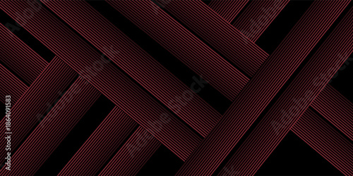 Red and black vector 3d futuristic tech glow and shinning line simple modern abstract banner. Vector