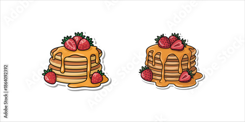 A stack of pancakes with syrup being poured on top